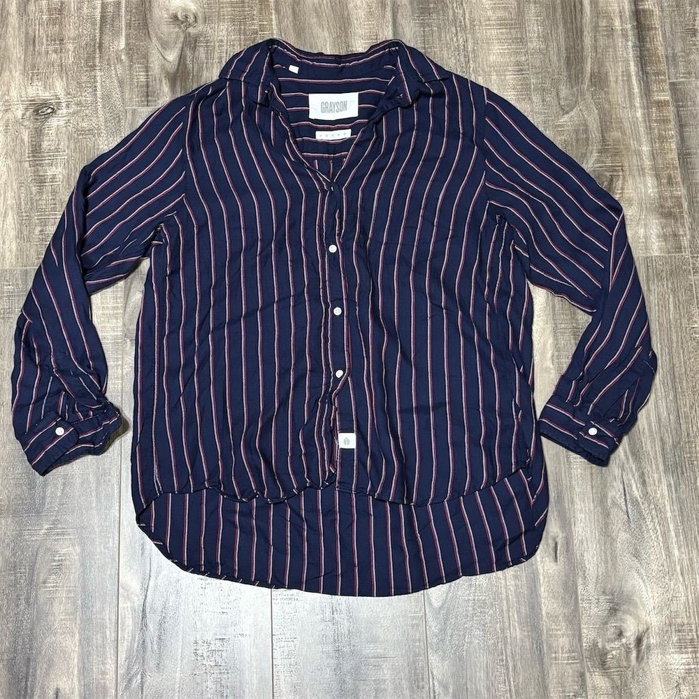 Grayson‎ Women's Striped Button-Up Shirt Multicolor Size 3 Long Sleeve